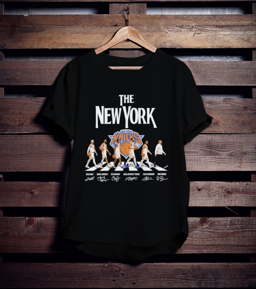 The New York Knicks Josh Hart Mikal Bridges OG Anunoby Karl Anthony Towns Jalen Brunson Abbey Road Signatures T-Shirt
