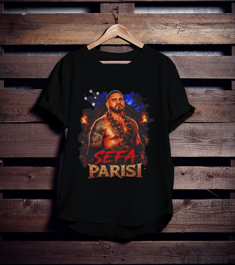 Sefa Parisi Samoan Wrestling Warrior With Tattoo And Tiki Torch T-Shirt