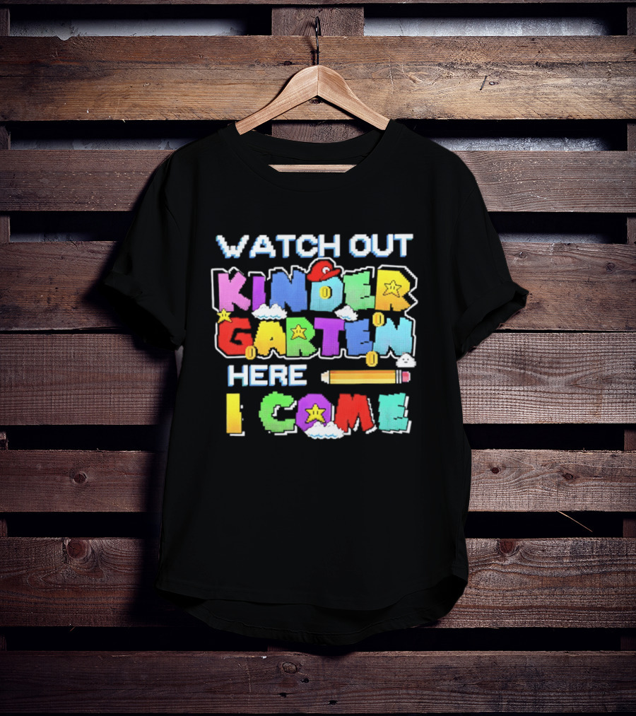 Out Kindergarten Here I Come Fun Colorful Back To School Kids T-Shirt