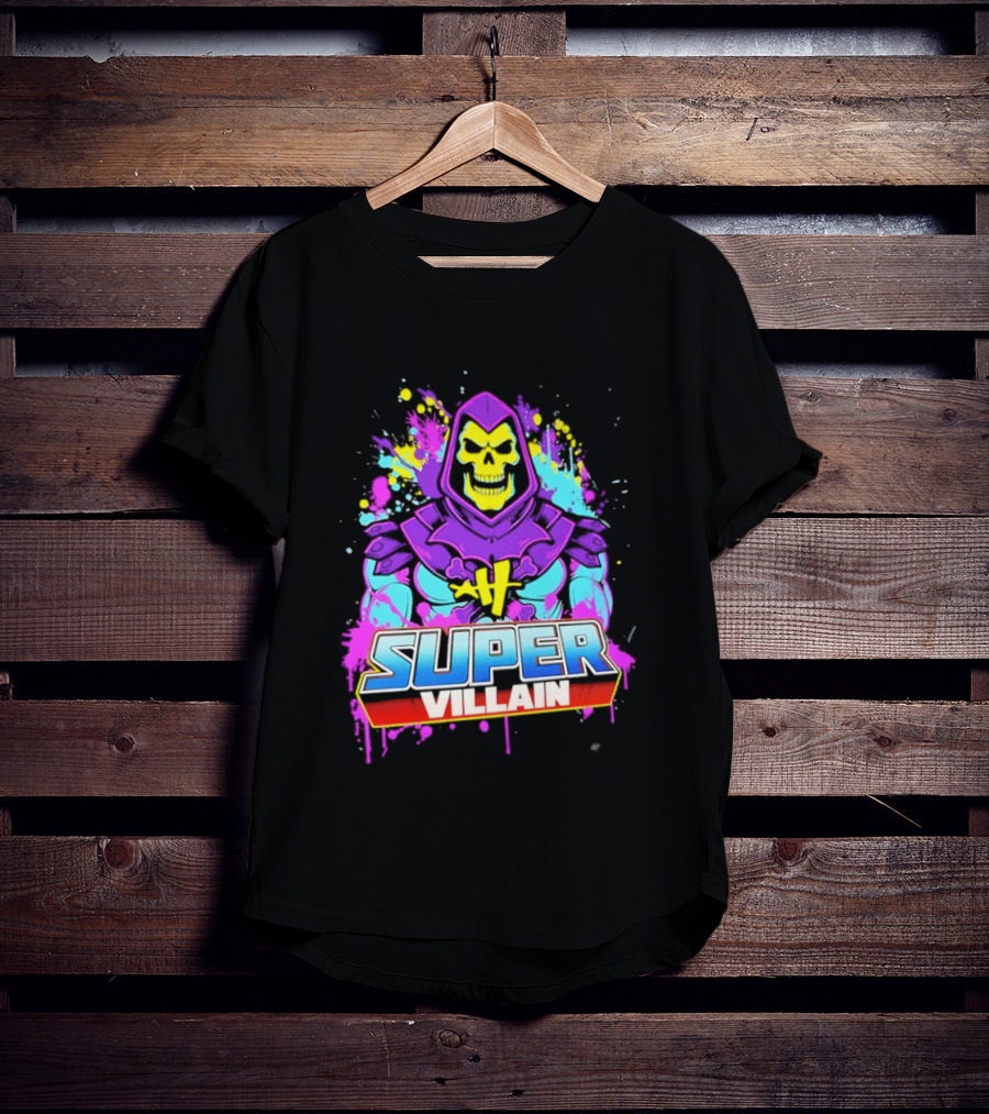 Skeletor Super Villain Masters Of The Universe Colorful Paint Splatter T-Shirt
