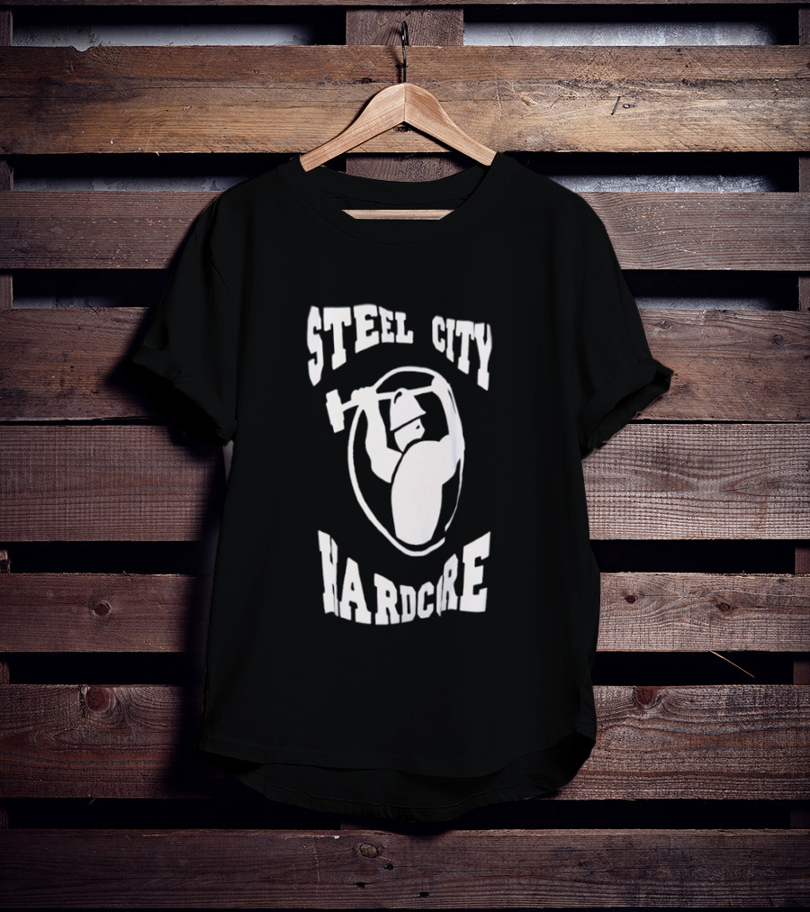 Steel City Hardcore Pittsburgh Worker Hammer Circle T-Shirt