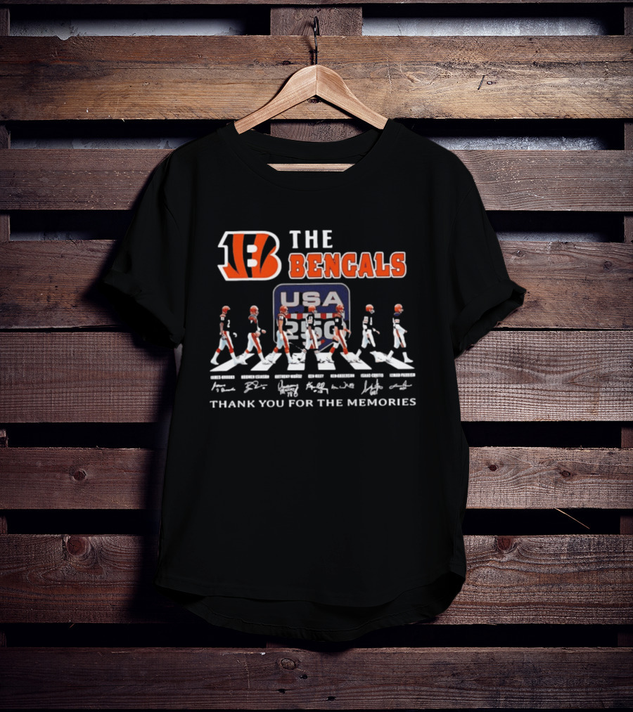 The Bengals James Brooks Boomer Esiason Anthony Munoz Ken Riley Ken Anderson Isaac Curtis Lemar Parrish USA 82 Thank You For The Memories T-Shirt