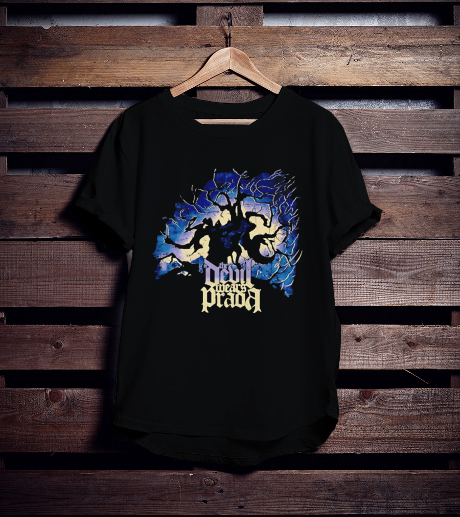 The Devil Wears Prada Blue Skull Dead Tree Art Motif T-Shirt