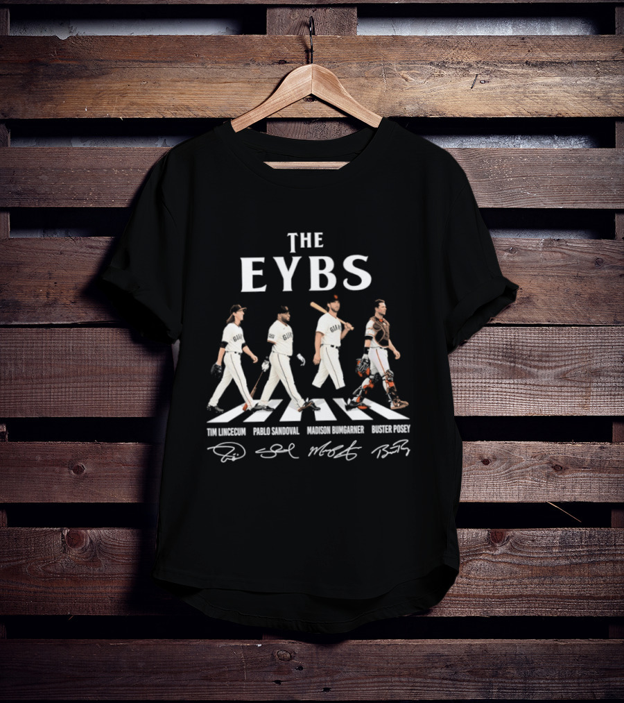 The EYBS Tim Lincicum Pablo Sandoval Madison Bumgarner Buster Posey Signatures Abbey Road SF Giants T-Shirt