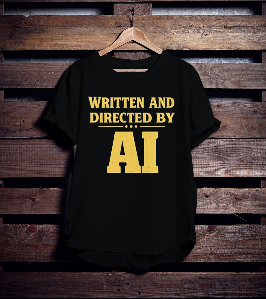 Written And Directed By AI Text Yellow Font T-Shirt