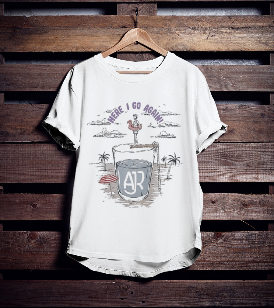 AJR Here I Go Again Red Bird And Island Scene T-Shirt