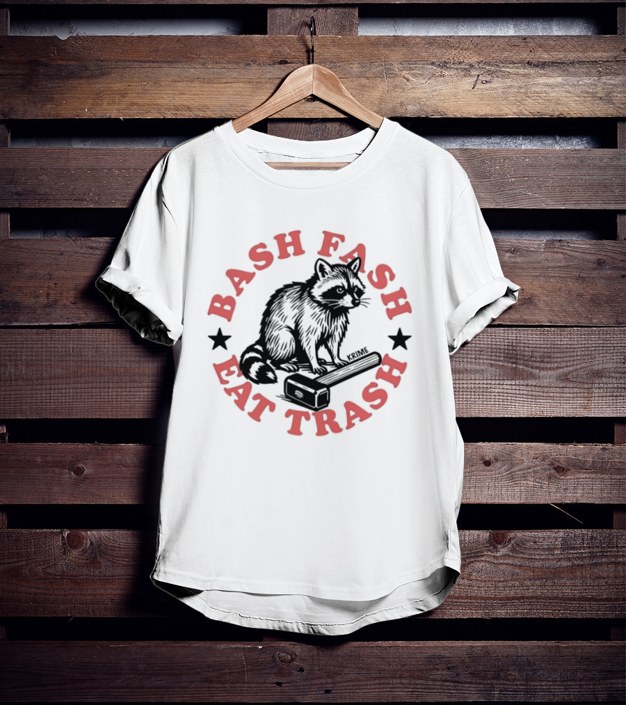 Raccoon Bash Fash Eat Trash Antifa Slogan Star T-Shirt