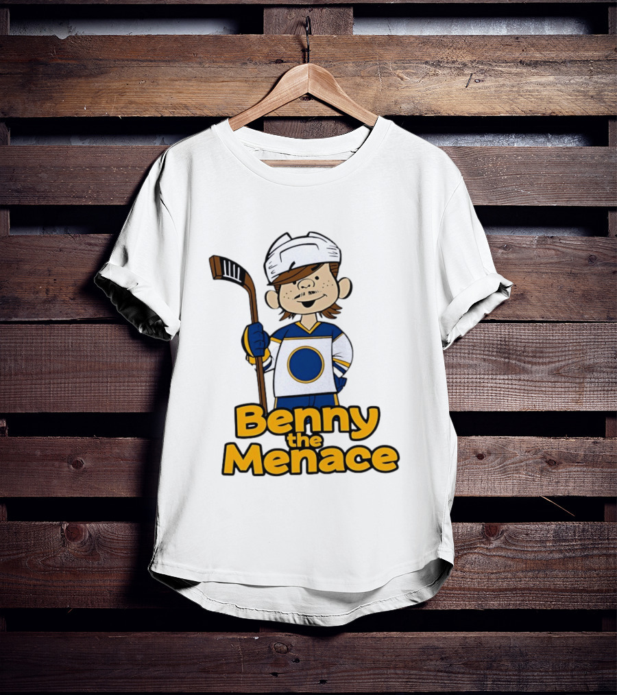 Benny The Menace Jordan Binnington St Louis Blues NHL Hockey Player Cartoon T-Shirt
