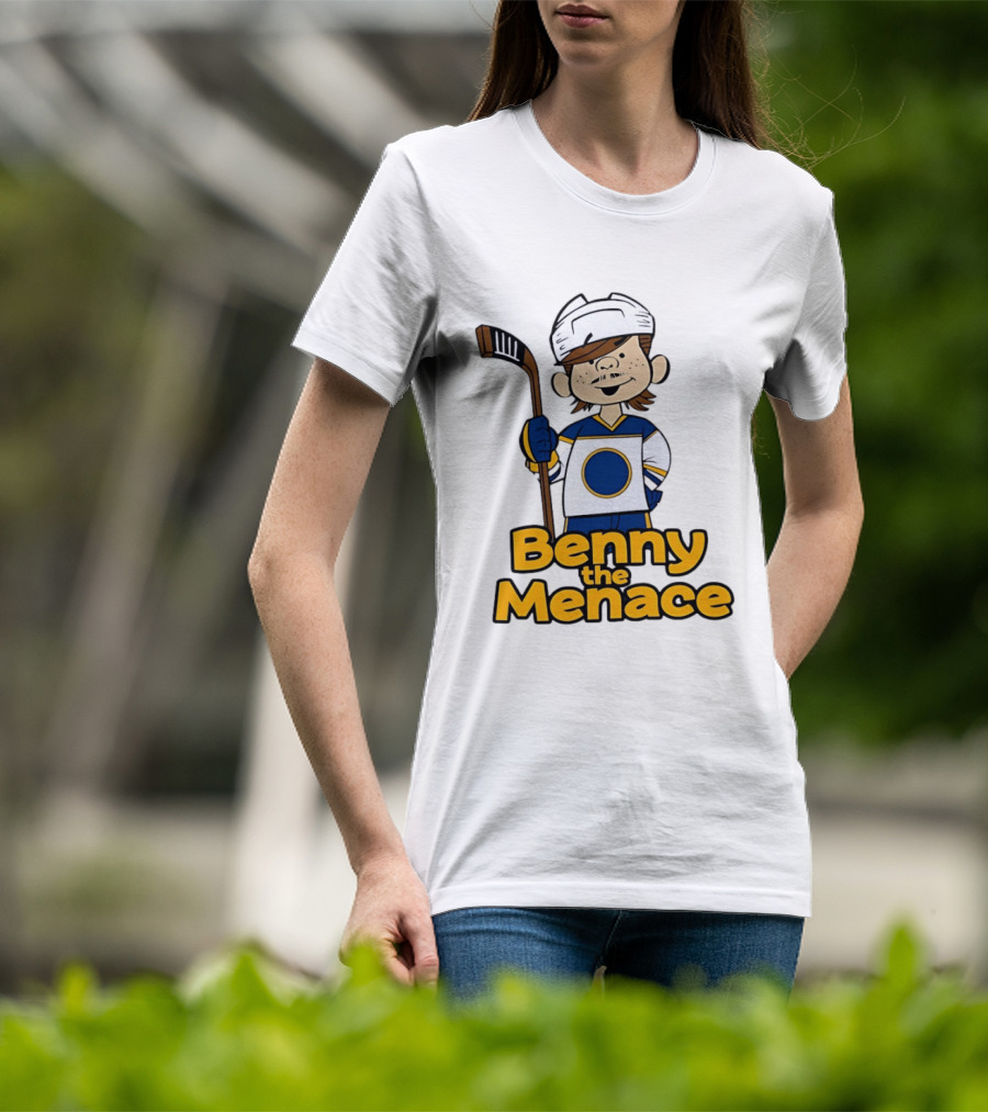 Benny The Menace Jordan Binnington St Louis Blues NHL Hockey Player Cartoon T-Shirt