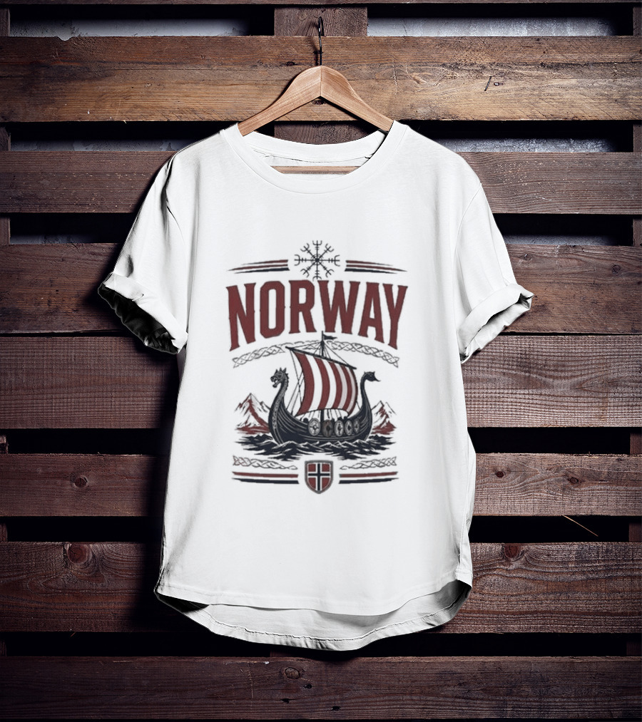 Norway Viking Ship Emblem With Shield T-Shirt