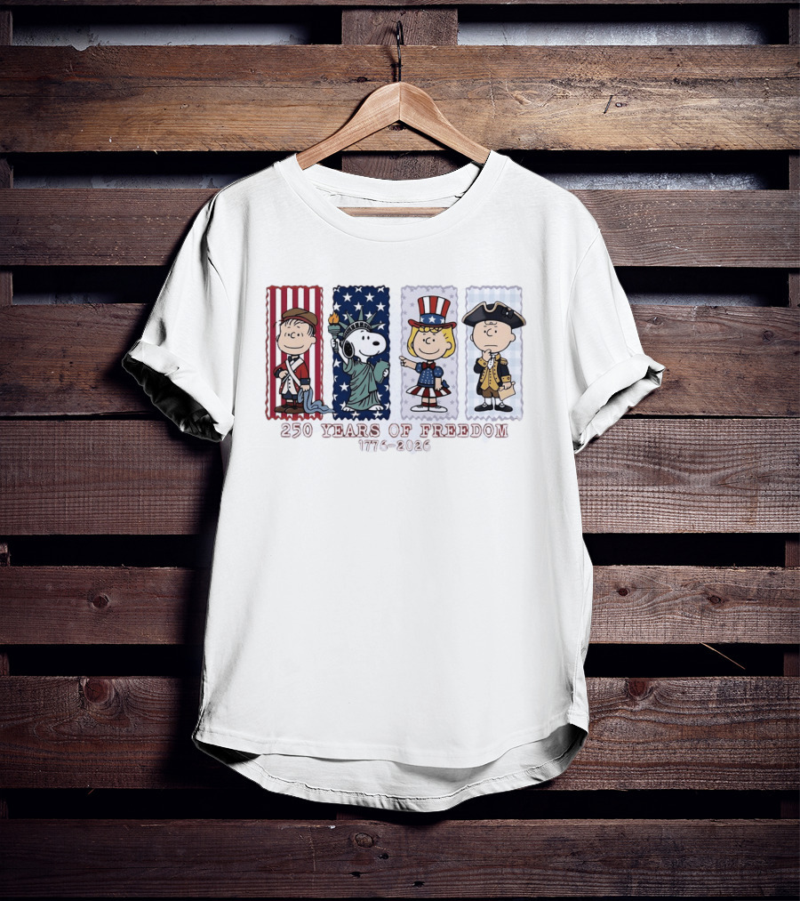 Peanuts 250 Years Of Freedom 1776 2026 America Celebration With Iconic Characters T-Shirt