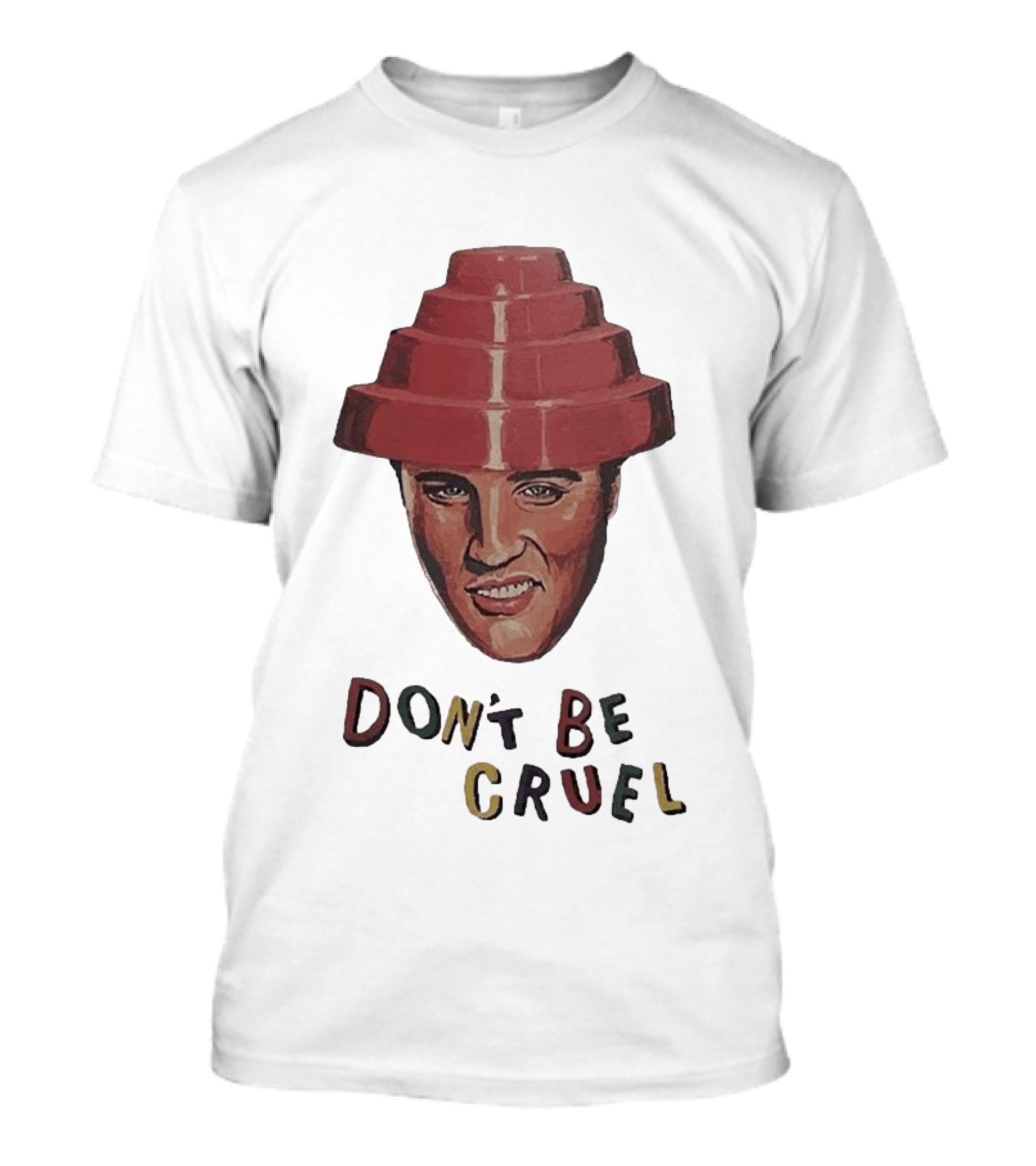 Elvis Presley Devo Hat Don't Be Cruel Pop Culture Icon Mashup T-Shirt