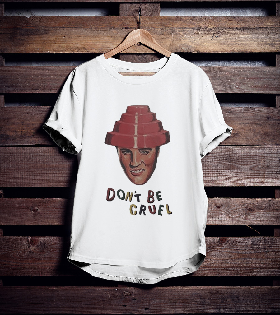 Elvis Presley Devo Hat Don't Be Cruel Pop Culture Icon Mashup T-Shirt