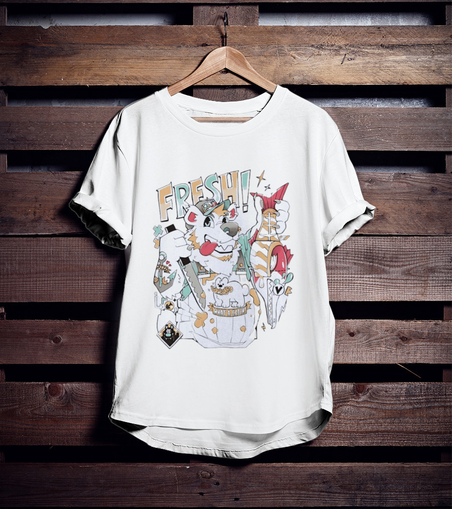 FRESH Polar Bear What A Catch With Fish Animation T-Shirt