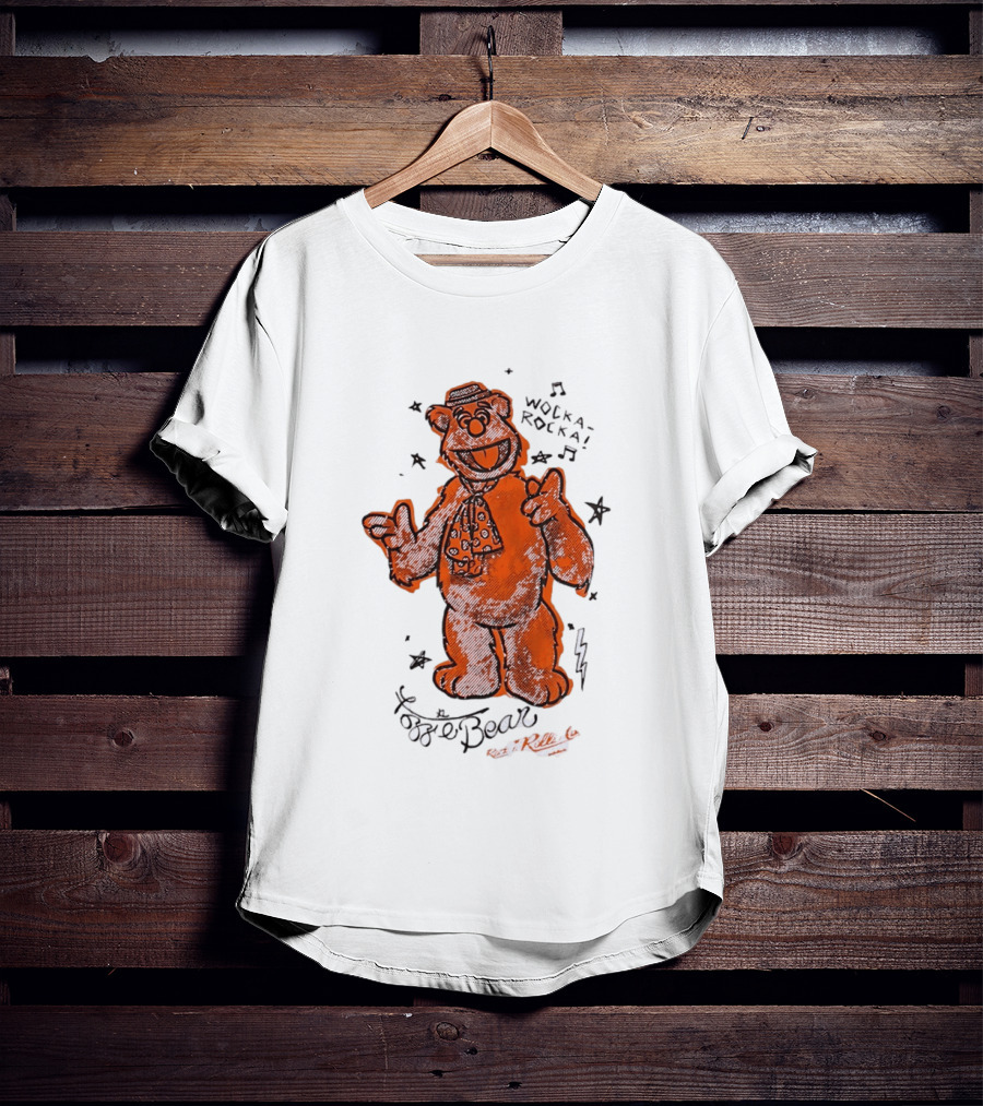 Fozzie Bear Wocka Rocka Rock N Roller Muppet Tie Star Music Notes T-Shirt