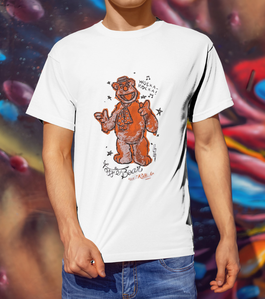 Fozzie Bear Wocka Rocka Rock N Roller Muppet Tie Star Music Notes T-Shirt