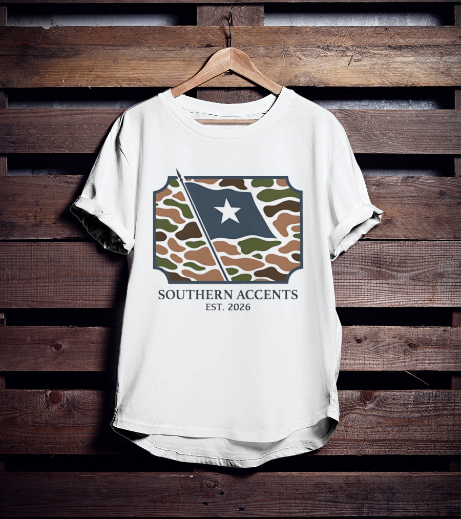 Southern Accents Camo Flag Est 2026 Star T-Shirt