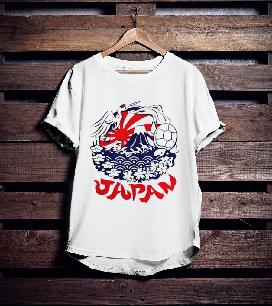Japan Mt Fuji Crane Turtle Sakura Rising Sun Symbolism T-Shirt