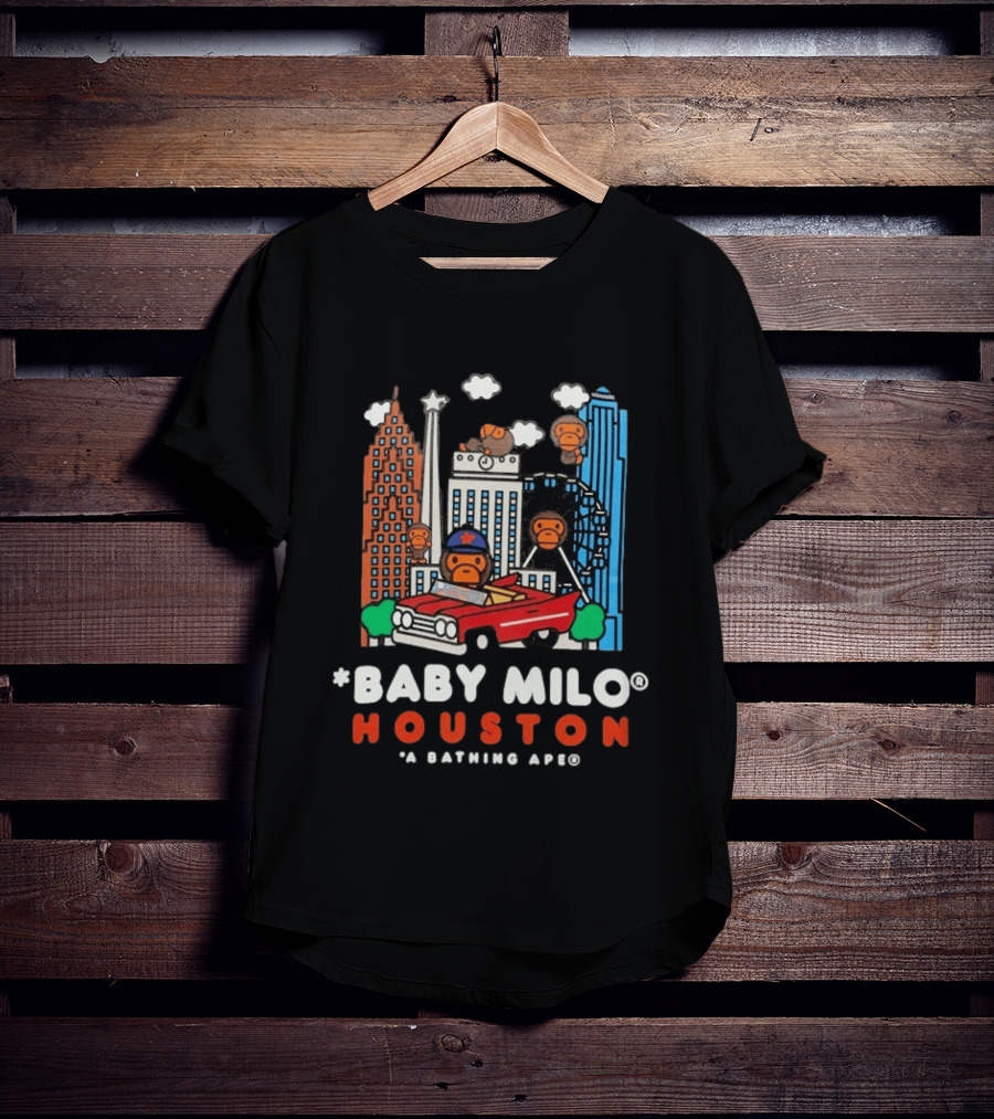 Baby Milo Houston A Bathing Ape City Skyline Car Scene T-Shirt