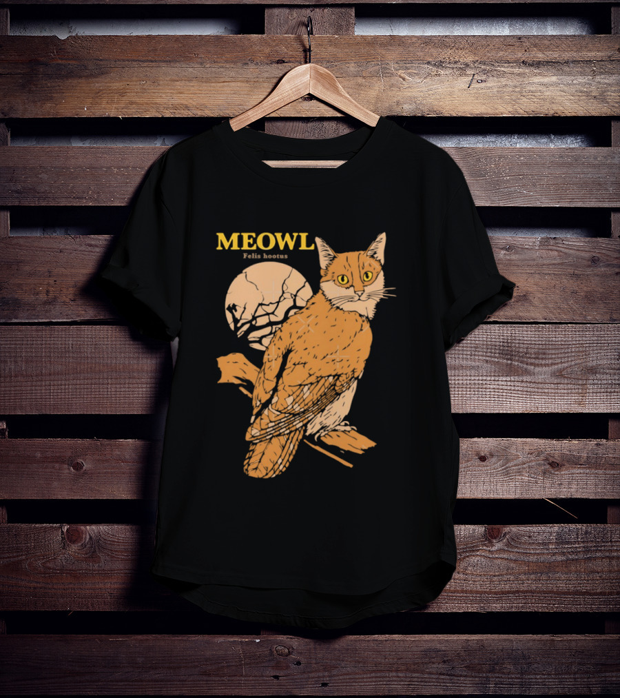 Meowl Felis Hootus Cat Owl Fusion With Moon T-Shirt