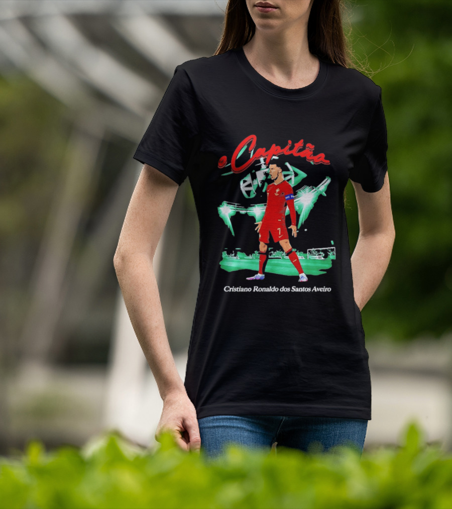 Cristiano Ronaldo O Capitão 7 Dos Santos Aveiro Celebrating Soccer Stadium T-Shirt