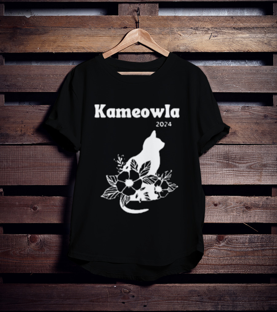 Kameowla 2024 Cat Floral Theme Kamala Cat Lady T-Shirt