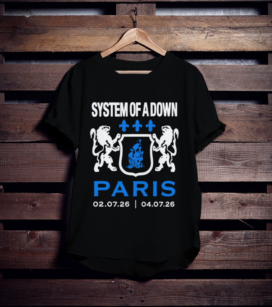 System Of A Down Paris Concert July 2026 Heraldic Crest Lions 02.07.26 04.07.26 T-Shirt