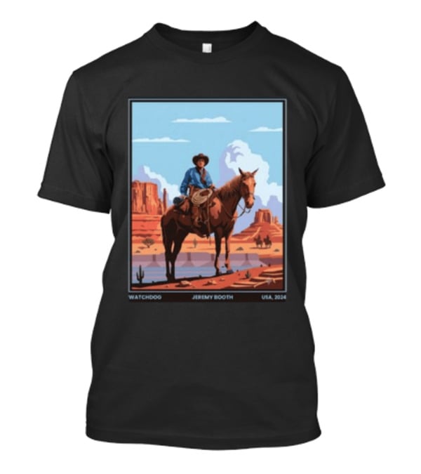 Dog Jeremy Booth USA 2020 Cowboy And Horse Desert Scene T-Shirt