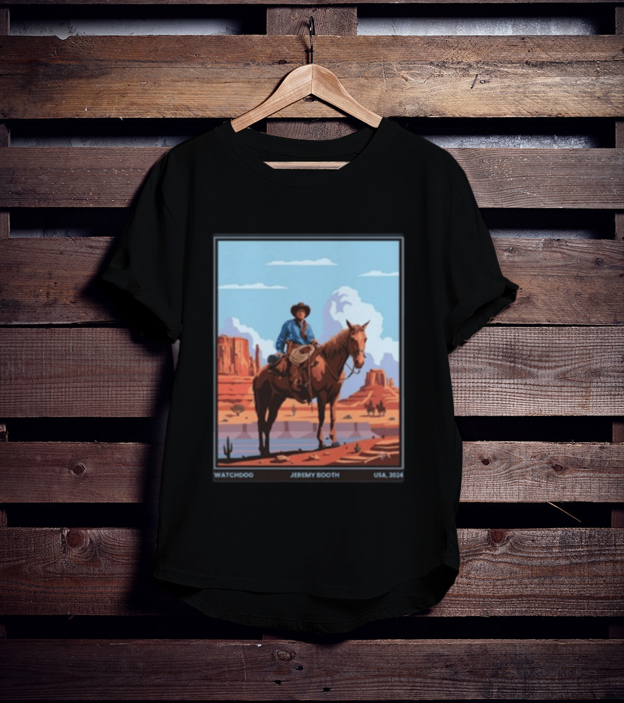 Dog Jeremy Booth USA 2020 Cowboy And Horse Desert Scene T-Shirt