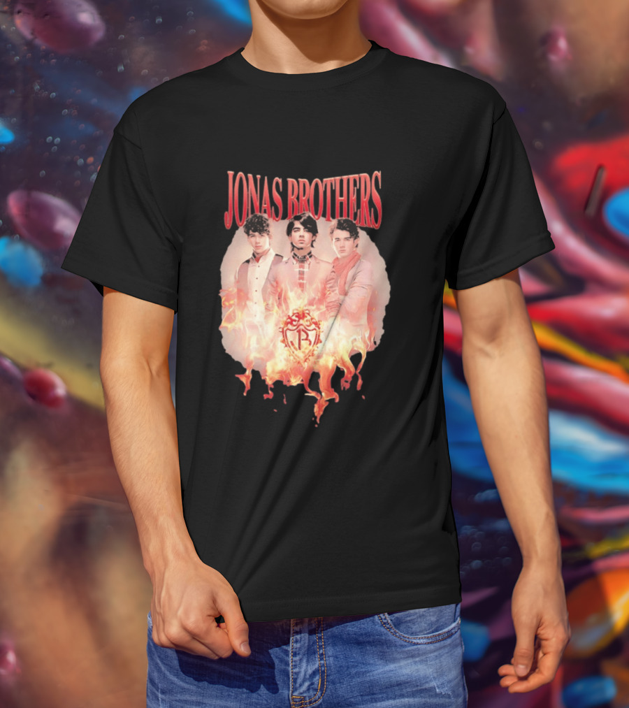 Jonas Brothers Fire Flame Trio Band Photography T-Shirt