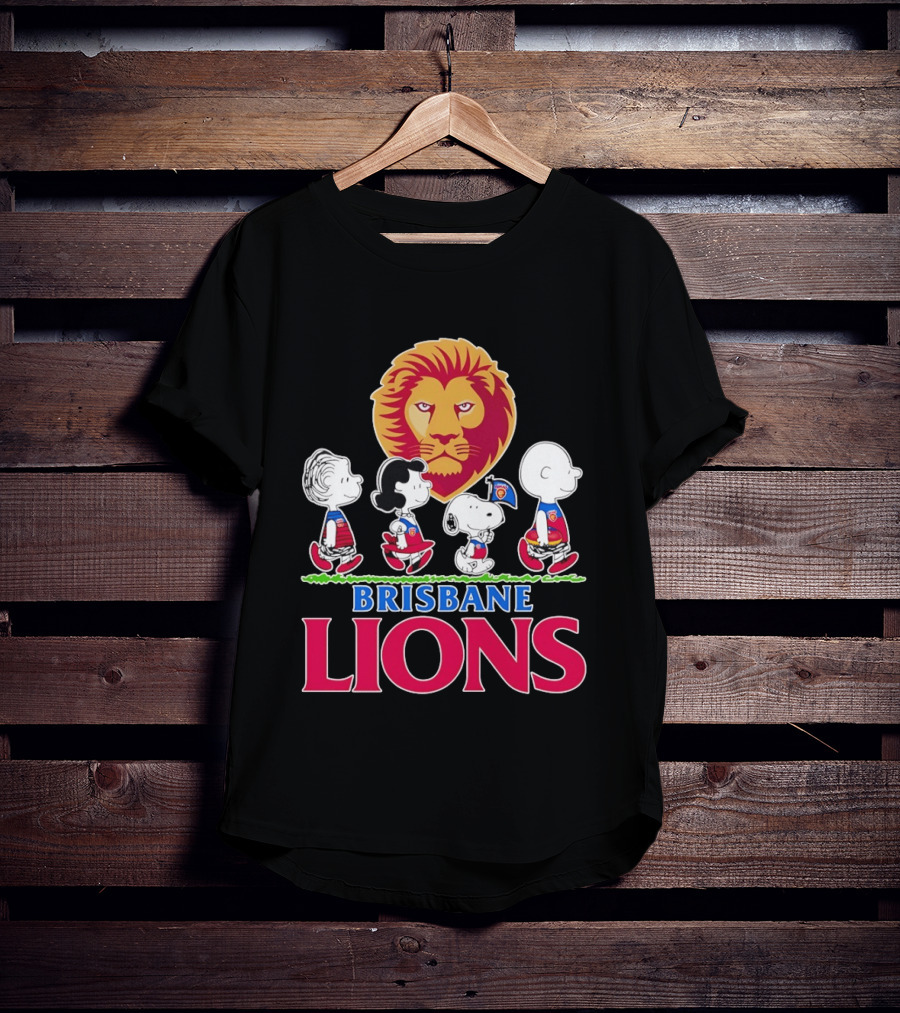 Brisbane Lions AFL Peanuts Snoopy Charlie Brown Lucy Schroeder T-Shirt