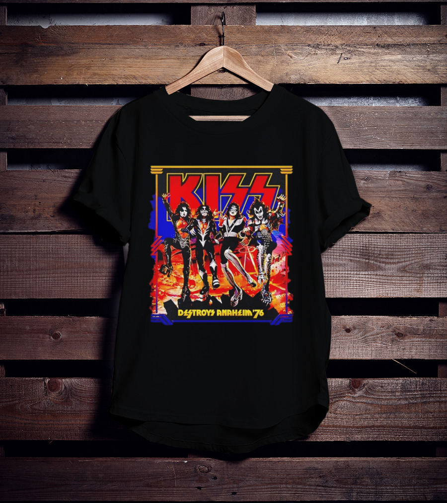 KISS Destroys Anaheim 76 Band Photo Arena Show T-Shirt