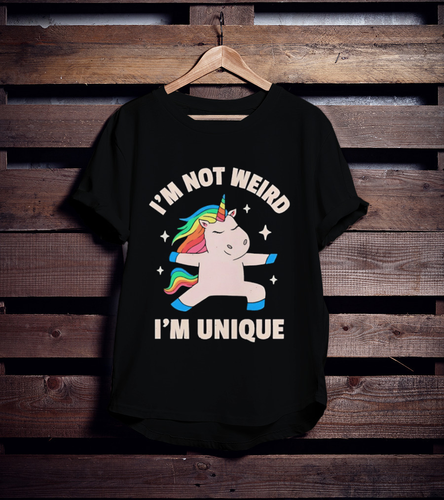 I'm Not Weird I'm Unique Unicorn Dabbing Rainbows T-Shirt