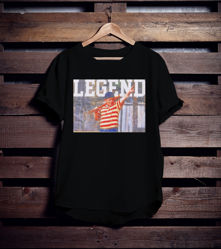 Sandlot Legend Striped Kid Holding Bat Pointing T-Shirt
