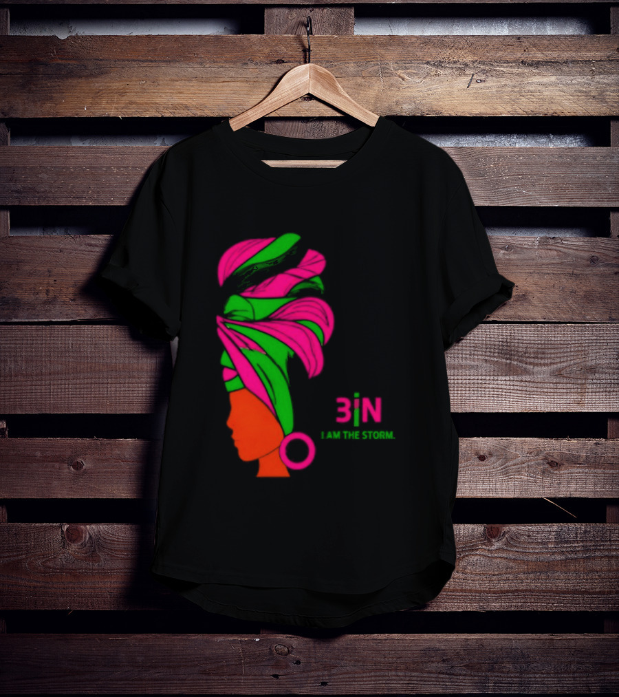 3In I Am The Storm Black Woman Headwrap Lashing Enerol T-Shirt
