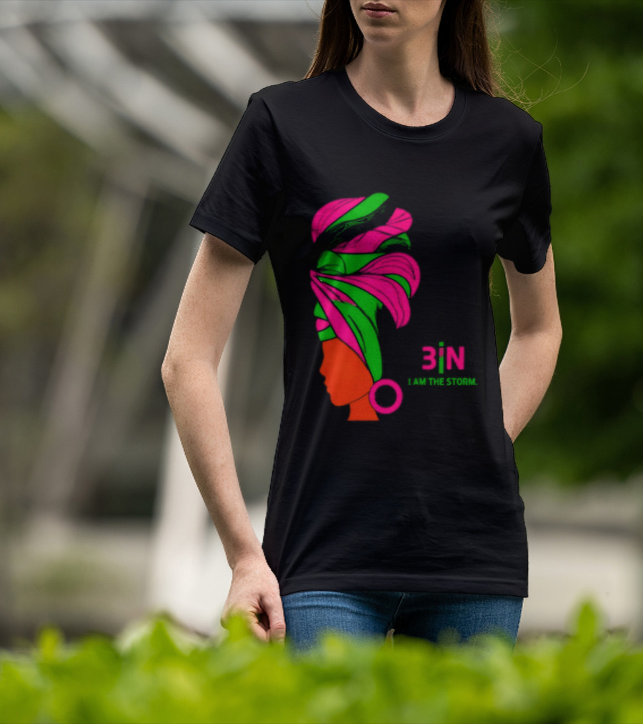 3In I Am The Storm Black Woman Headwrap Lashing Enerol T-Shirt