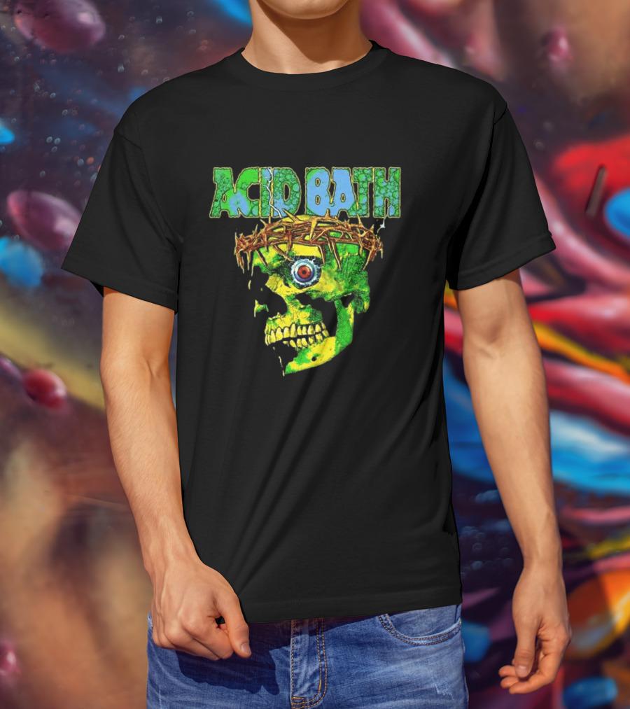 Acid Bath 2026 EU And UK Tour Green Skull Crown Of Thorns Dates Back T-Shirt