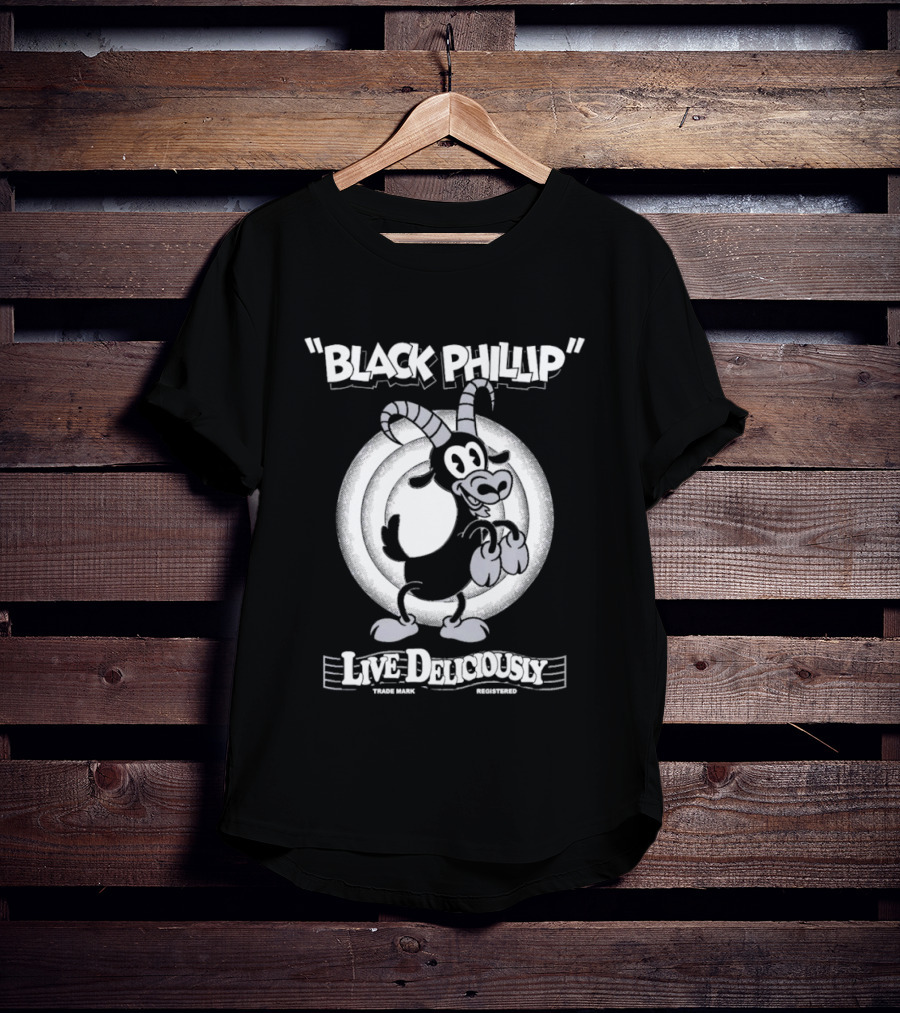 Black Phillip Live Deliciously Retro Cartoon Goat T-Shirt