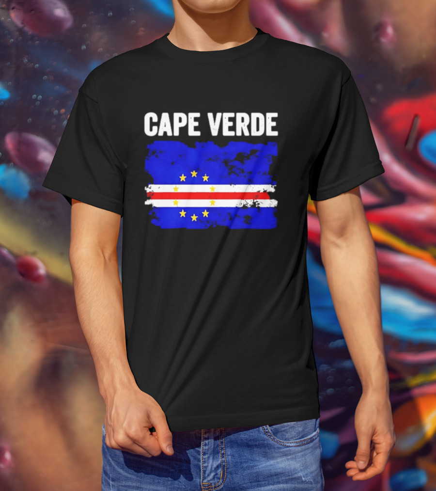 Cape Verde Distressed Flag Design Six Yellow Stars T-Shirt