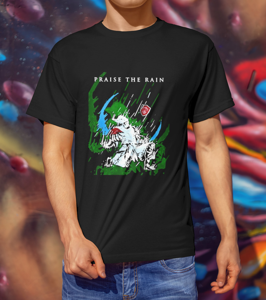 Praise The Rain Warrior Energetic Green And Blue Splash T-Shirt