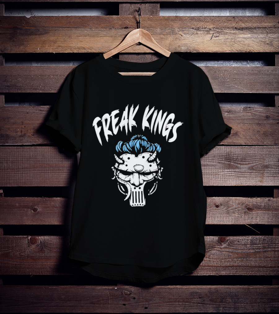 Freak Kings Horned Skull Blue Hair T-Shirt