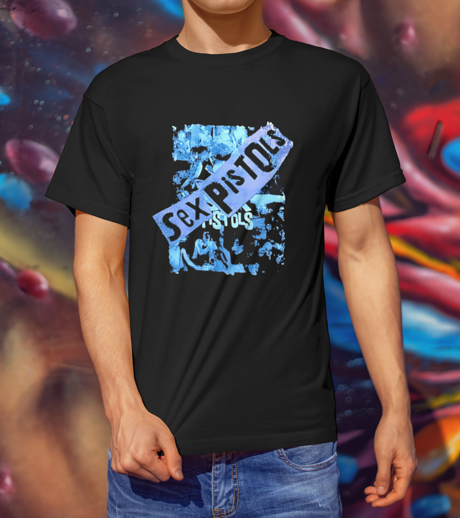 Sex Pistols Distressed Blue Photo Collage T-Shirt