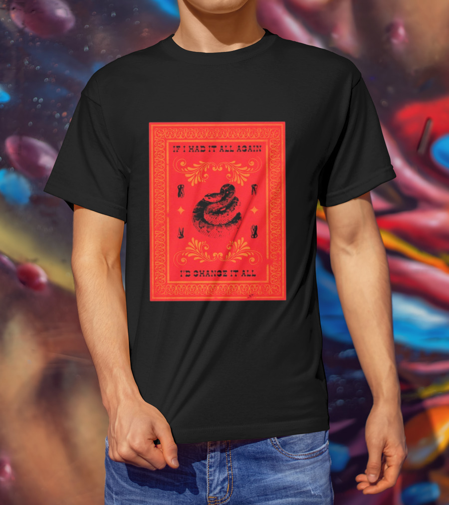 If I Had It All Again I'd Change It All Rattlesnake Western Red Bandana T-Shirt