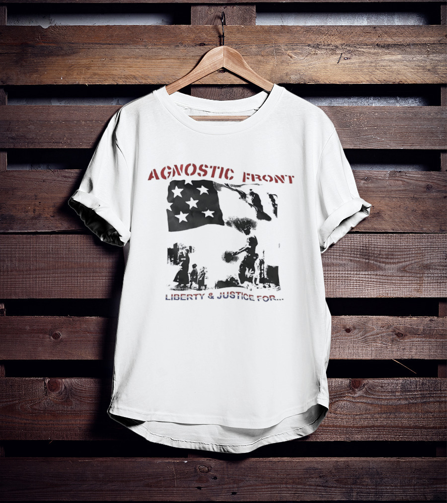 Agnostic Front Liberty And Justice For All Flag Military Patriot T-Shirt