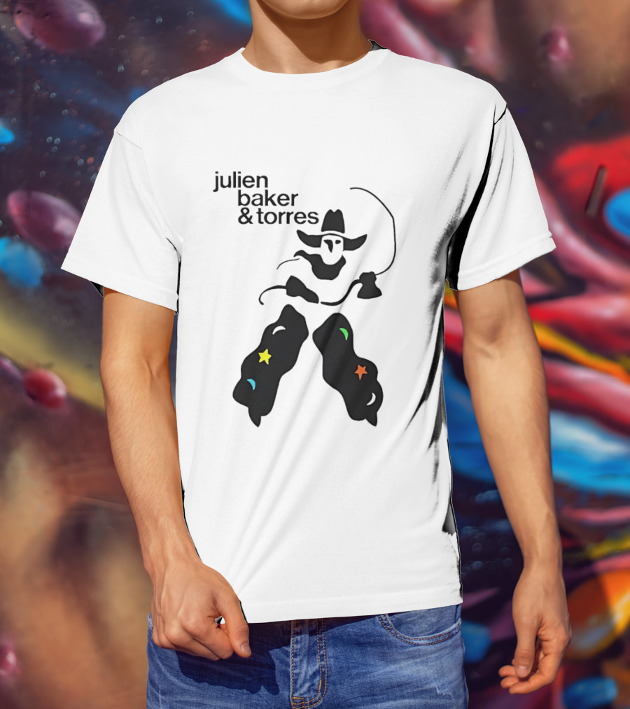 Julien Baker And Torres Cowboy Figure With Colorful Star Accents T-Shirt