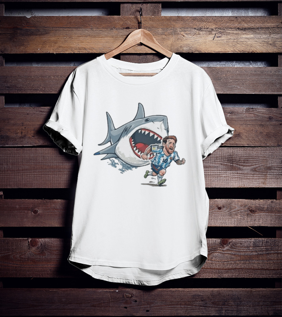 Cape Verde Brainrot Messi Shark Chase Soccer Humor T-Shirt