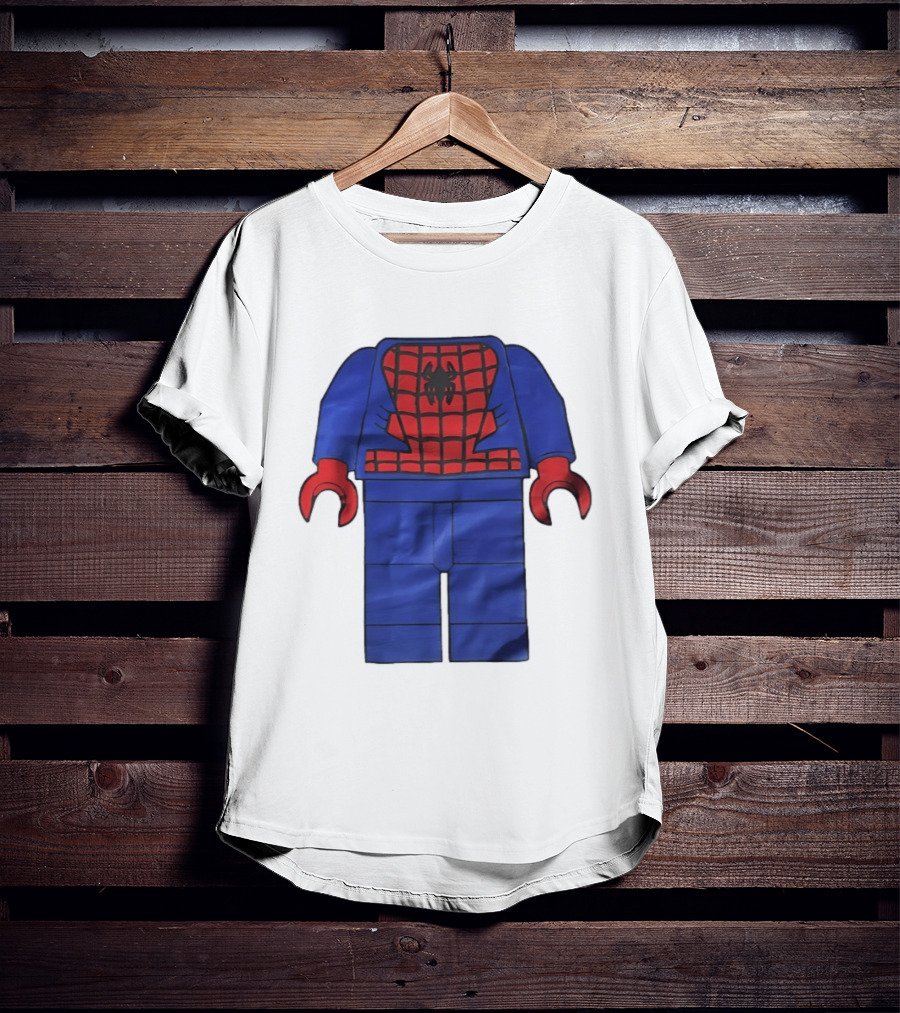 Lego Spider Man Minifigure Marvel Super Hero Iconic Costume Red And Blue Suit T-Shirt