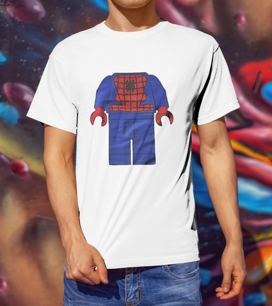 Lego Spider Man Minifigure Marvel Super Hero Iconic Costume Red And Blue Suit T-Shirt