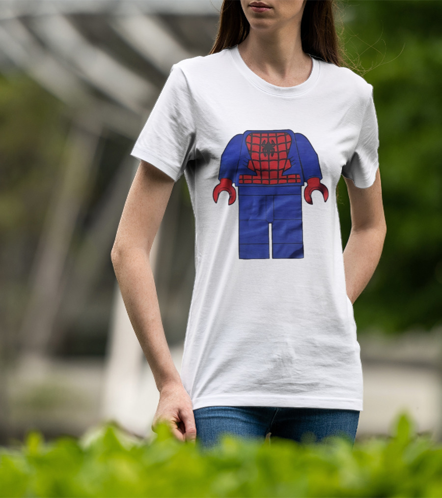 Lego Spider Man Minifigure Marvel Super Hero Iconic Costume Red And Blue Suit T-Shirt