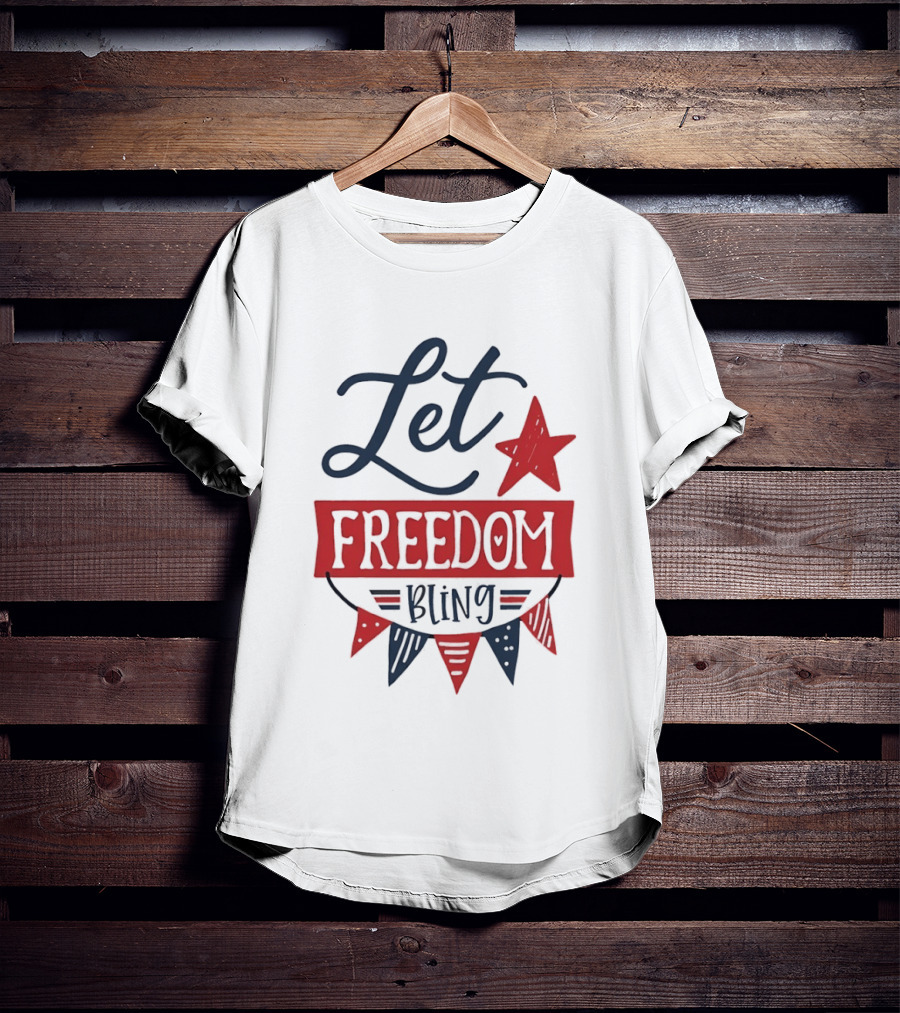 Let Freedom Bling Star Banner Fourth Of July Patriotic Americana Independence Day T-Shirt